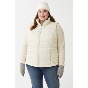 LANDS END puffer vest down feathers plus ovory 2X outdoor quilted casual sporty